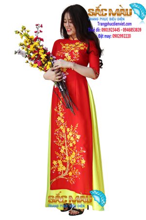 ao-dai-do-tet-hoa-mai